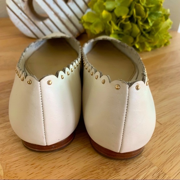 Coach Jill Leather Scalloped Studded Pointed Ivory flats Size 6.5 - Picture 7 of 10